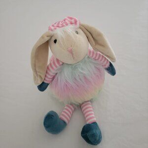 1- Fuzzy Sitting Rainbow Bunny Doll